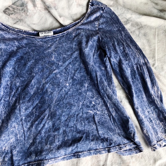 Faded, Periwinkle, Grunge, 3/4 Length Tee - Picture 3 of 5